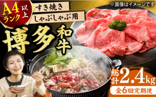 【6回定期便】博多和牛 しゃぶしゃぶ・すき焼き用400g 肉 牛肉 ウデ モモ 肩ロース 国産 福岡 冷凍 広川町 / 株式会社MEAT PLUS [AFBO020]