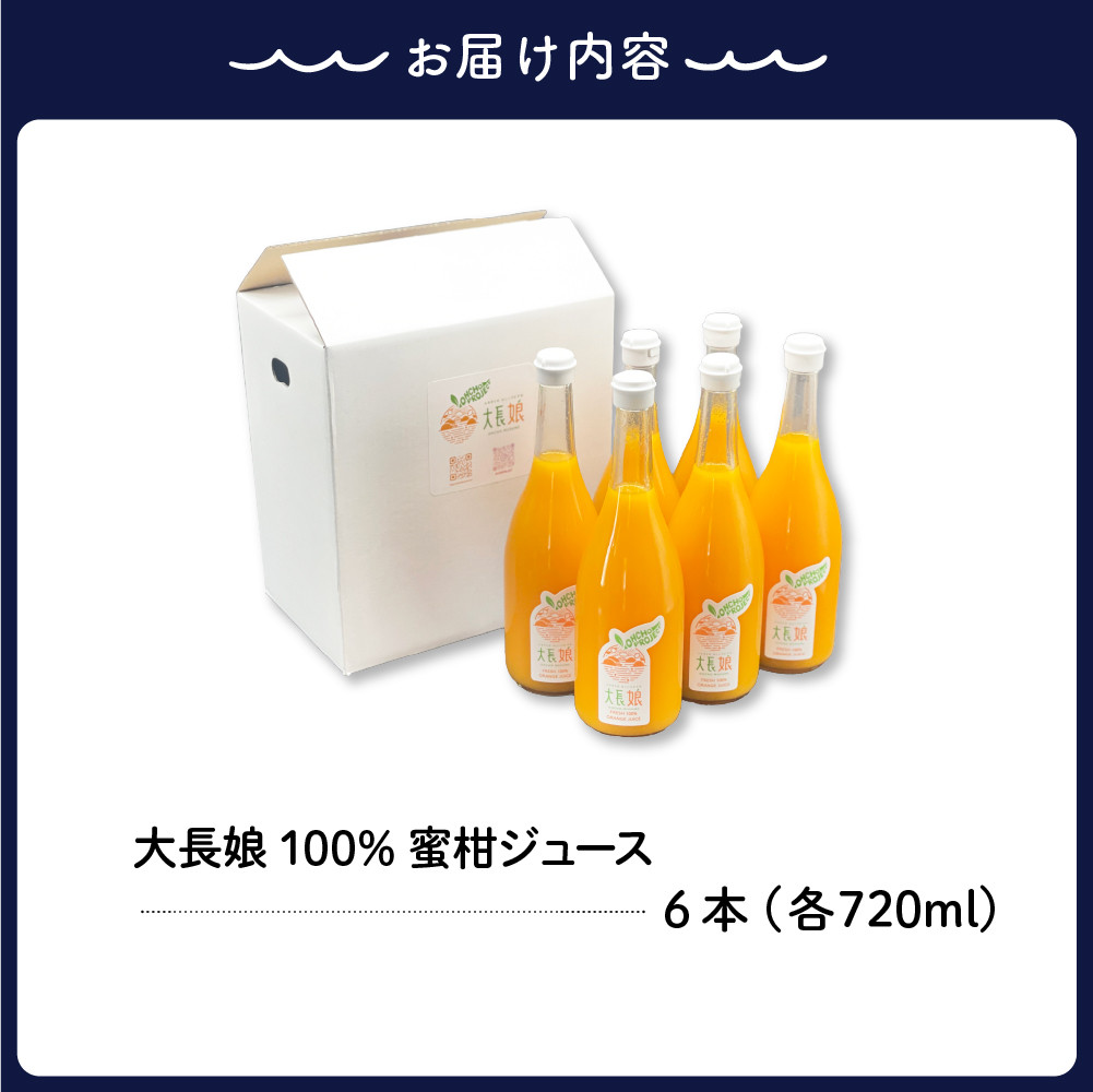 大長娘 100% 蜜柑ジュース 720ml×6本 柑橘 かんきつ みかん 大長みかん 濃縮 広島県 呉市 お取り寄せ ku161-001-r