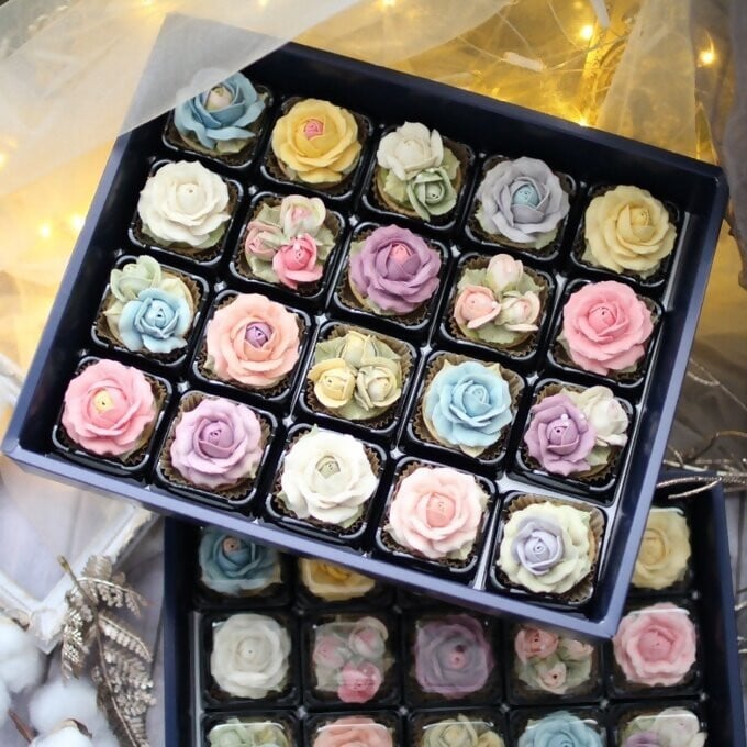 DC-004_あんフラワークッキー(全部バラ)20個入り　食べられるお花！あんこのお花！ 【風呂敷ラッピング】和菓子