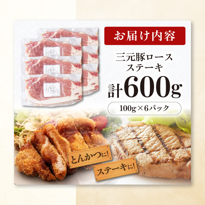 平田牧場 ロースステーキ 600g (100g×6枚) ※藻塩ナシ《喜茂別町》【平田牧場】とんかつ ロース 時短 豚肉 冷凍 豚カツ トンカツ 肉 お弁当 おかず 国産 豚ロース 送料無料 とんかつ用 惣菜 簡単 [AJAP068] 13000 13000円