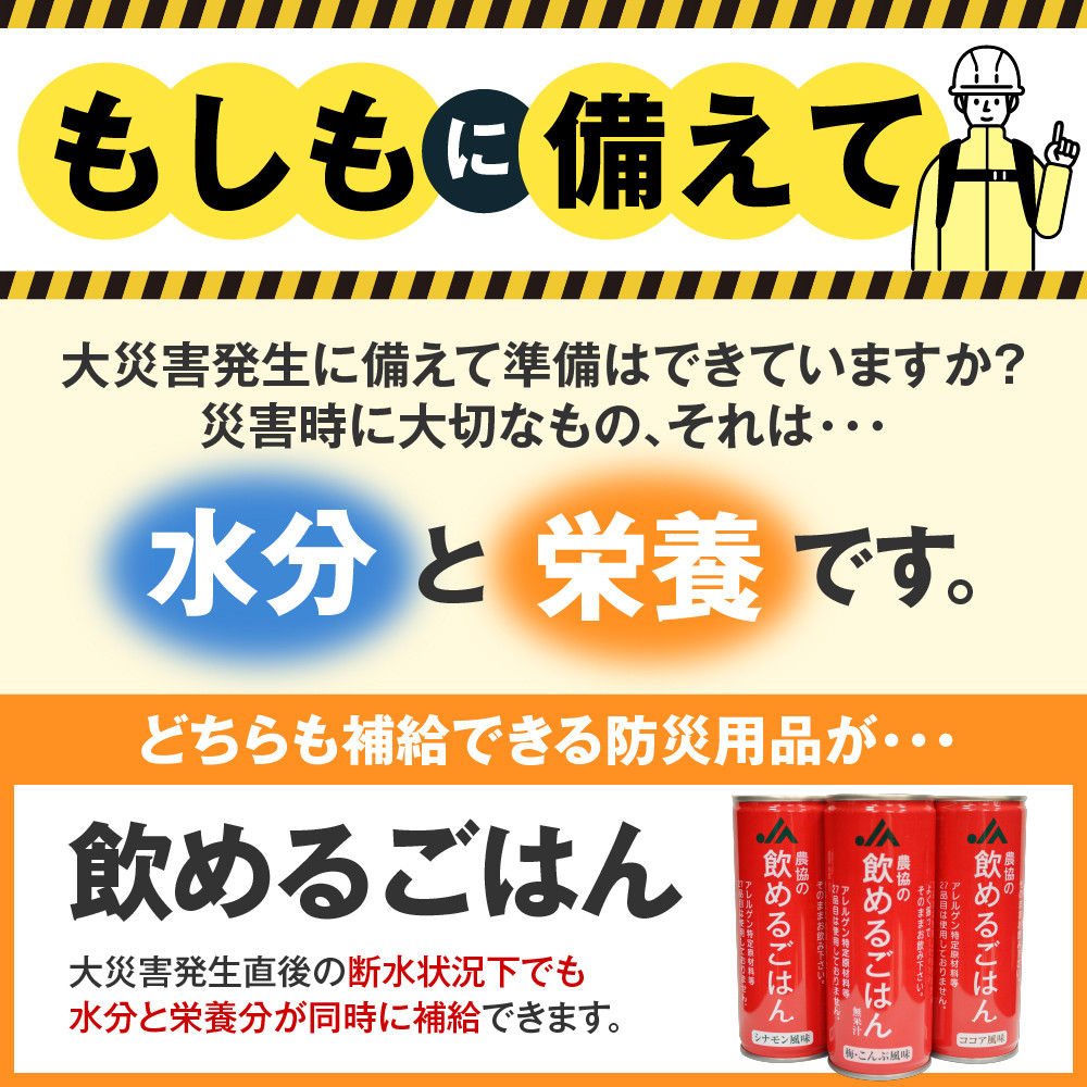 災害備蓄用飲料 〈農協の飲めるごはん〉 シナモン風味 1箱30缶入り(1缶245g)【大阪府吹田市】