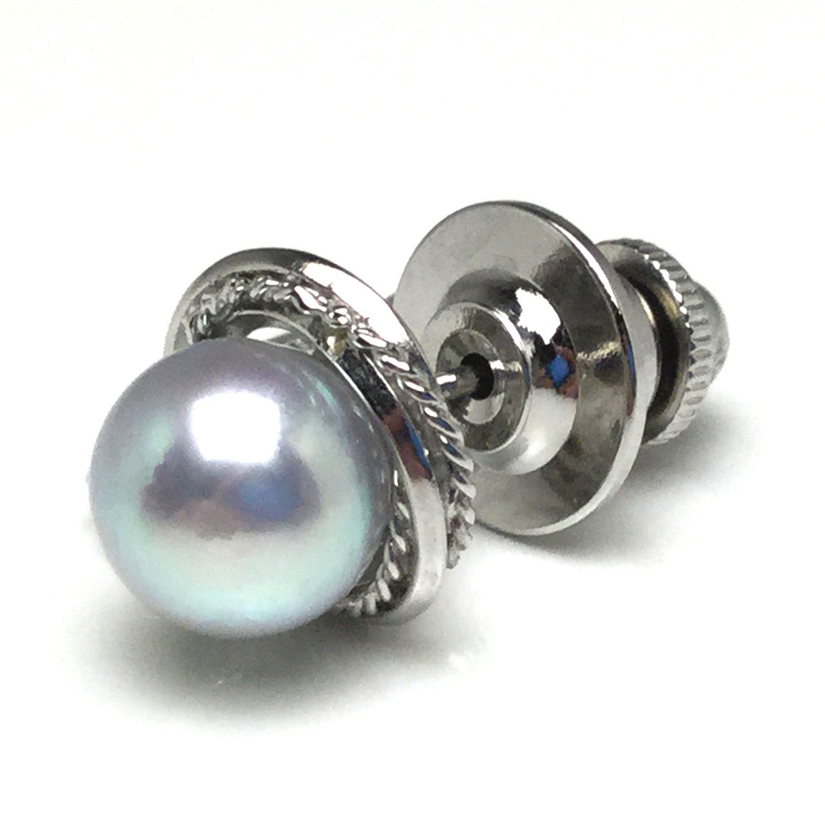 真珠 アクセサリー 8.0~8.5ミリ シルバー タイタック パール アコヤ真珠 伊勢 志摩 伊勢志摩 冠婚葬祭 慶事 弔事 結婚式 入学式 卒業式 ギフト フォーマル 誕生石 記念日 / 老舗の真珠専門店・高品質アコヤ真珠タイタック8.0~8.5ミリ /シルバー (ブルー系)