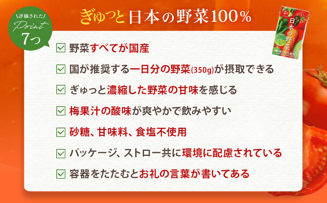 【2回定期便】【野菜飲料初!ジャパンフードセレクション グランプリ受賞】 ジューシー 野菜ジュース ぎゅっと日本の野菜 100% 125ml×24本 ジュース 紙パック 国産
