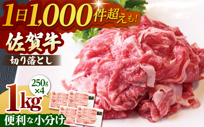 【全12回定期便】佐賀牛 切り落とし 1kg ( 250g×4パック )【山下牛舎】 [HAD155] 小分け 真空パック 黒毛和牛 牛肉 和牛