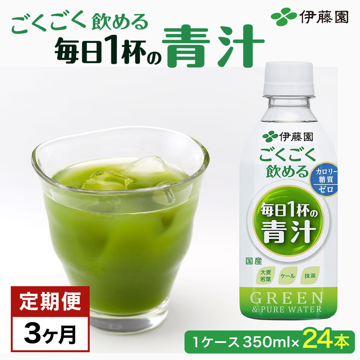 【3か月定期便】 ごくごく飲める! 毎日1杯の青汁 1ケース (350ml×24本) 伊藤園 青汁 伊藤園 ペットボトル 健康 効果 おすすめ 飲みやすい すっきり 無糖 ダイエット 国産 350ml TMP019