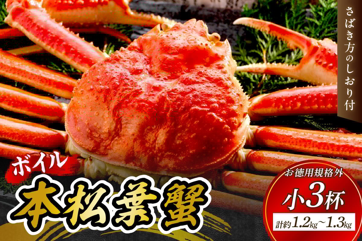 【 国産日本海の松葉蟹をボイルでお届け! 】【先行予約】ボイルでお届け。ボイル本松葉蟹 小3杯(規格外品タグなし)Fセット<12月10日~2月末までのお届け> 国産 カニ 魚介類 海の幸 年内配送 年末年始配送 【097_0738】