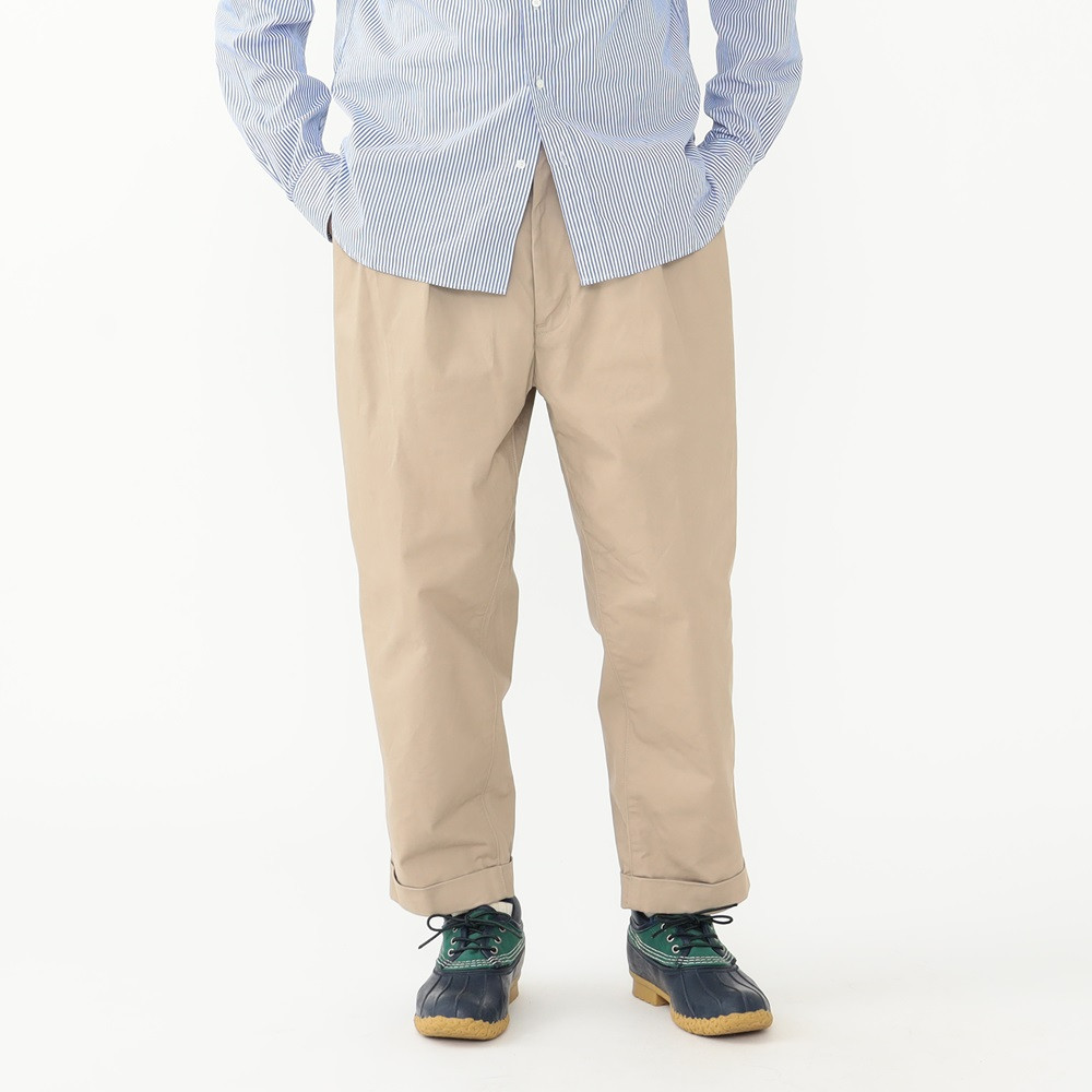 BEAMS PLUS 2プリーツ ツイル パンツ KHAKI M