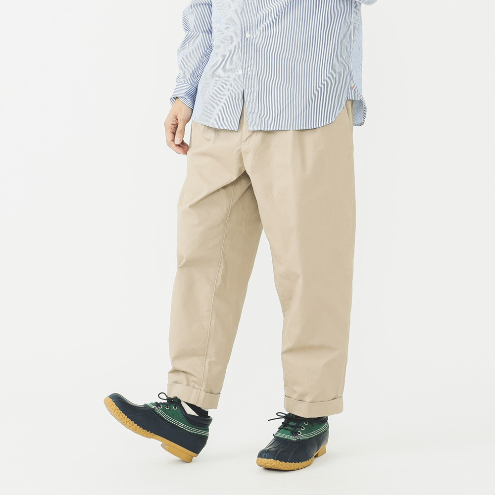 BEAMS PLUS 2プリーツ ツイル パンツ KHAKI L
