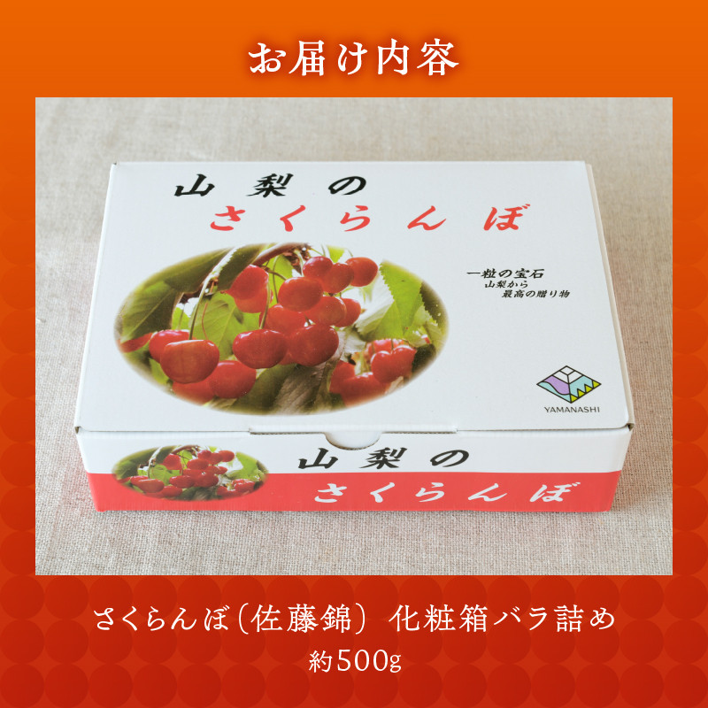 【宿沢フルーツ農園】のさくらんぼ 佐藤錦 約500g 化粧箱 バラ詰め【2026年発送】(SF)B12-144