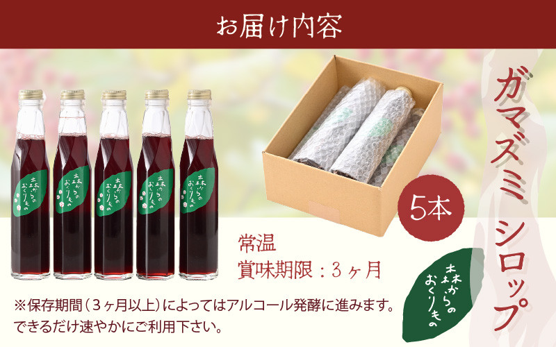 木の実のシロップ（ガマズミ）5本セット【 がまずみ 木の実 フルーツ 果汁 シロップ ソース 酵母菌 発酵食品 美容 健康 アントシアニン ポリフェノール 栽培期間中 農薬不使用 】 [m47-a004]