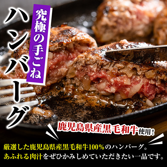 鹿児島県産黒毛和牛!手ごねハンバーグ(計700g・100g×7個) 国産 牛肉 ハンバーグステーキ 冷凍 おかず 手作り 惣菜 冷凍ハンバーグ お弁当 黒毛和牛 贈答用 ギフト 贈り物 網脂 冷凍 小分け【スーパーよしだ】akn058-01
