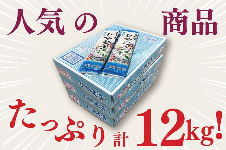 【麺のスナオシ】手打風ひやむぎ3箱 計12kg(200g×60袋)(乾麺)【冷や麦 麺 長期保存 保存食 防災 人気 大容量 水戸市 茨城県】(BY-12)