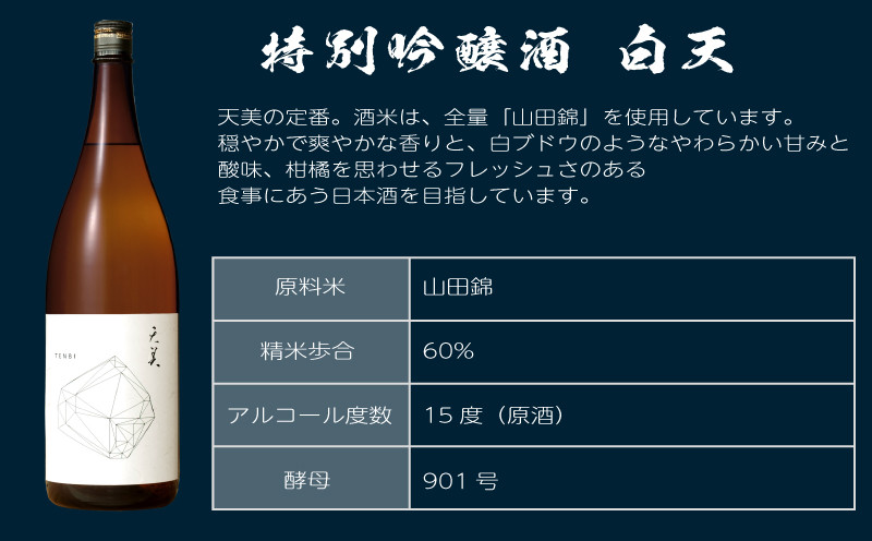 天美 特別純米酒 純米吟醸酒 720ml 2本セット ( 黒天 白天 お酒 酒 日本酒 人気日本酒  おすすめ日本酒 TENBI てんび 長州酒造 飲み比べ フレッシュ フルーティー プレゼント ギフト 銘酒 贈り物 贈答 家飲み 晩酌 お中元 お歳暮 記念日 父の日 ) 下関 山口
