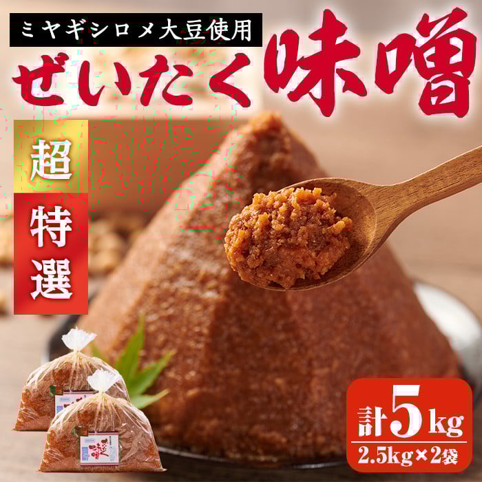 柴田特産 ぜいたく味噌 超特選 計5kg(2.5kg×2袋) 味噌汁 麹味噌 味噌汁 天然醸造 手作り 発酵 みそ ひとめぼれ 【下名生ファーム】sh044-B