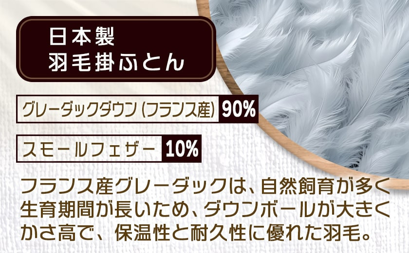 羽毛掛ふとん フランス産グレーダック90%(ピンク)【S】≪みやこんじょ特急便≫_65-E101-pk-Q_(都城市) 掛布団シングル 150×210cm 側生地 60サテン綿100% SEKアレルGプラス加工 保温性 耐久性 ダウンボール大 日本製 寝具