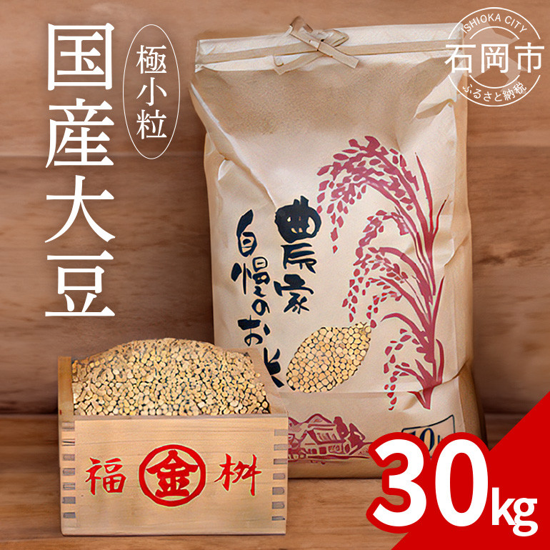 極小粒　大豆 30kg  岡田ファーム だいず ダイズ 国産 小粒 大容量 料理 煮豆 豆乳 納豆 用途多彩 健康食品 高たんぱく 保存食 産地直送 送料無料 (B02-026)