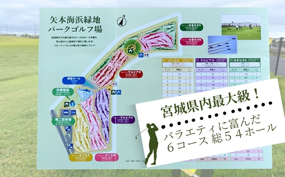 矢本海浜緑地 パークゴルフ場 1日利用券( クラブ・ ボールレンタル込み)スポーツ チケット パーク ゴルフ場  パークゴルフ利用券 宮城県 東松島市