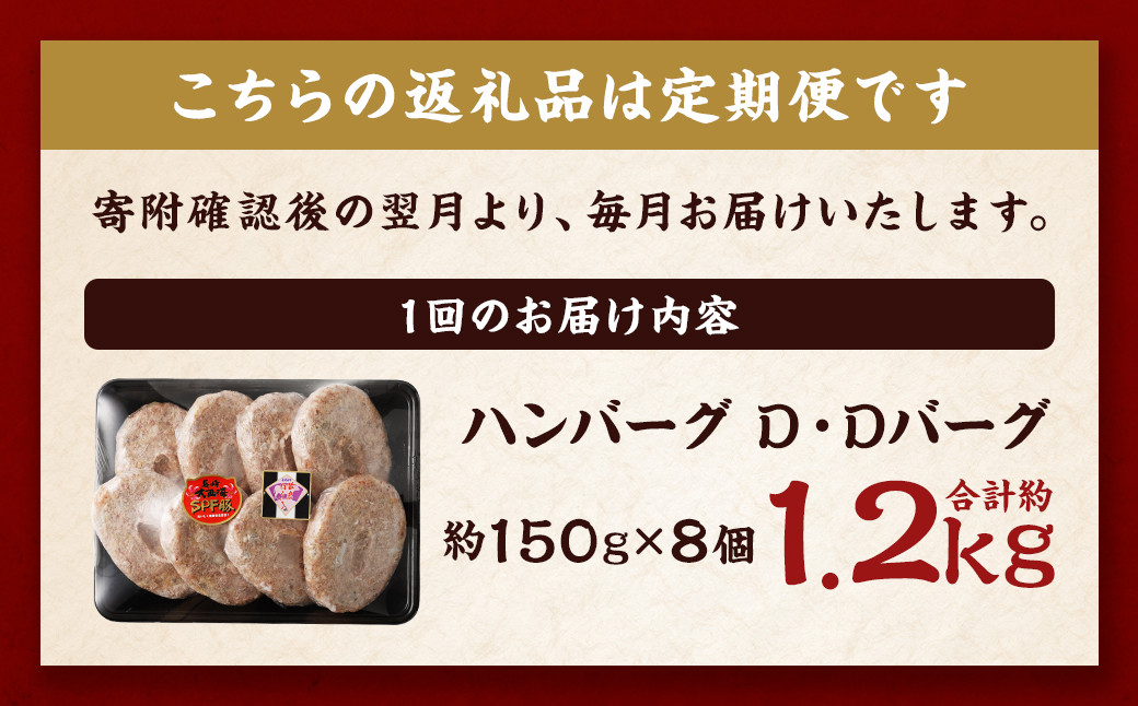 ハンバーグ D・Dバーグ 150g×8個 合計1.2kg （1200g） ／ ハンバーグ お肉 肉 惣菜 おかず 手ごね 手ごねハンバーグ 牛肉 豚肉 合いびき肉 合挽き肉 長崎和牛 出島ばらいろ 大西海SPFポーク 冷凍 長崎県 長崎市