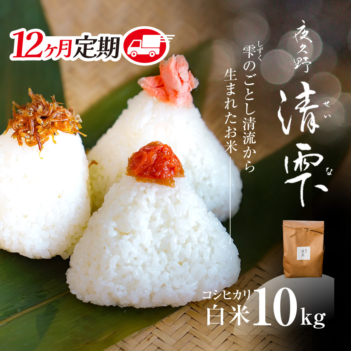 <令和7年9月末より発送予定!>【12ヶ月定期便】京都夜久野産 清雫(せいな) コシヒカリ<白米10kg×12回>/  令和7年度産 先行 定期 10kg 5kg×2袋 収穫 12回 白米 夜久野 京都 京都府 福知山 FCDB036
