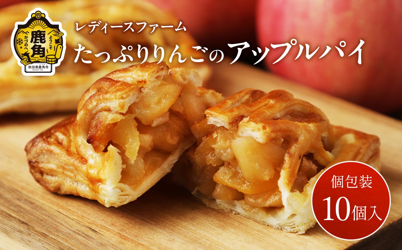 たっぷりりんごの アップルパイ 10個入(箱入り)【レディースファーム】小分け おすそ分け スイーツ りんご お菓子 おやつ 日持ち お中元 お歳暮 母の日 贈り物 グルメ ギフト 故郷 秋田 あきた 鹿角 送料無料