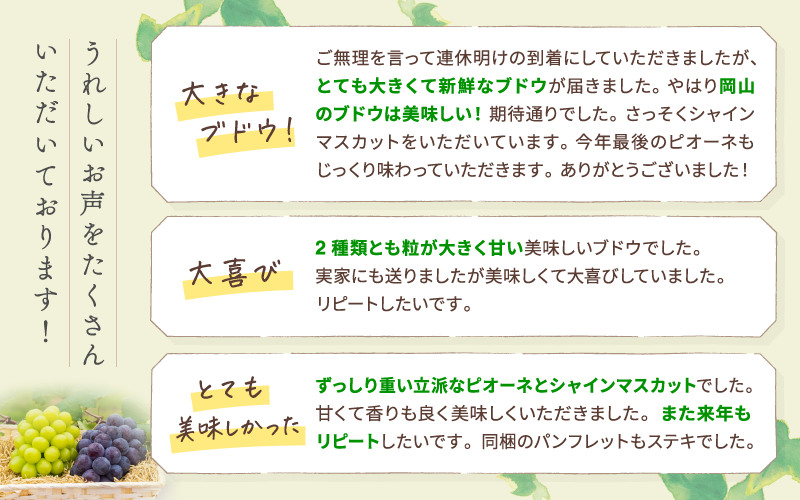 【2026年先行予約】花笑み農園 岡山の『ピオーネ＆シャインマスカット＆ラムピオーネジャム＆飲む酢』 【hana070-02】