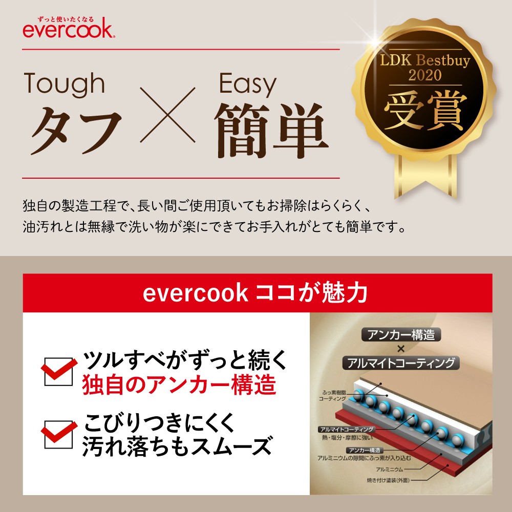 evercook IH フライパン 28cm レッド