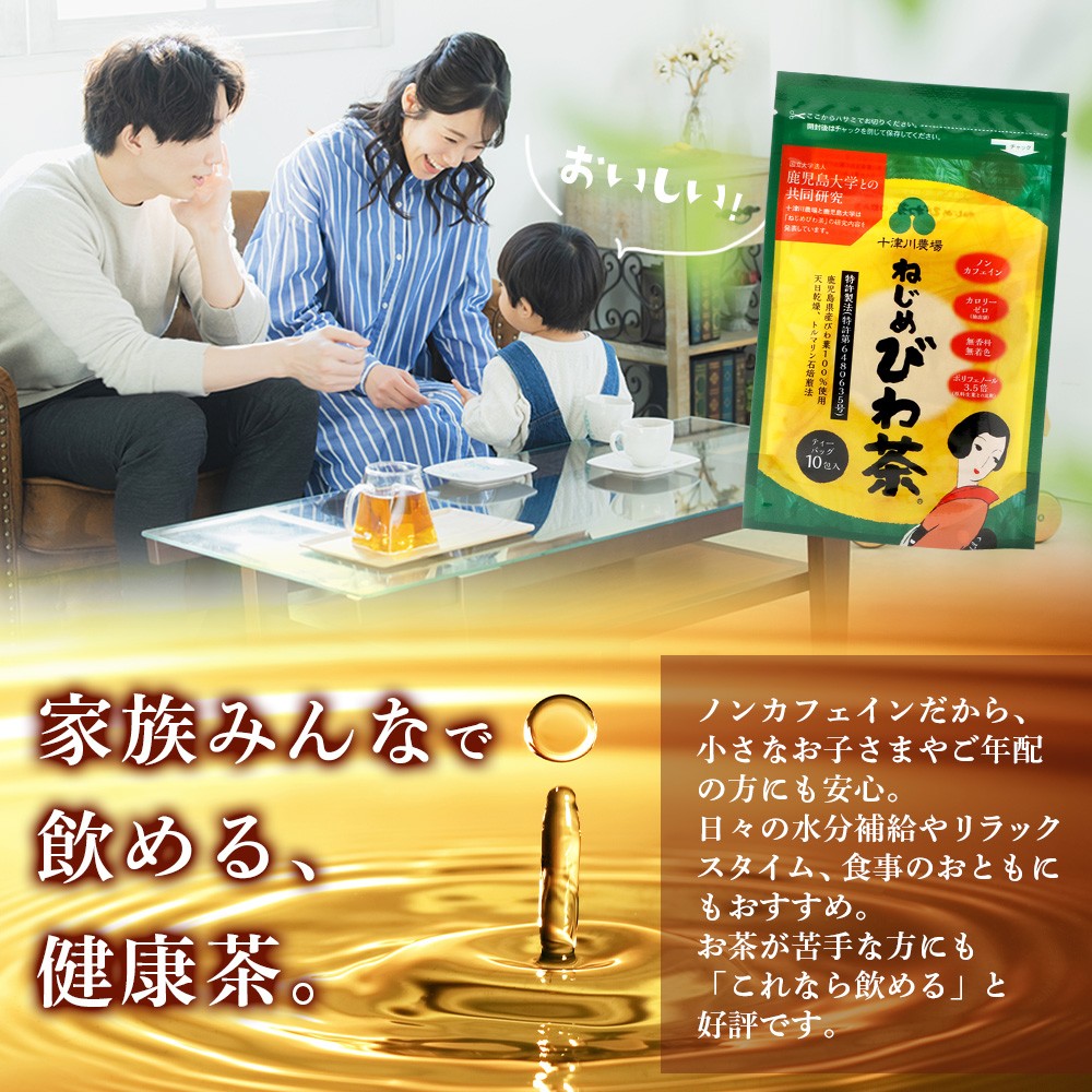 ねじめびわ茶１０包入とねじめびわ茶麺４束 セット TO-519-NP | 国産 お茶 健康 茶 カロリーゼロ 無香料 無着色 ポリフェノール さわやか 甘み 香ばしい おいしい トルマリン石焙煎 びわの葉 産地直送 麺 めん 乾麺 和風 洋風 中華風 びわ茶 ラー麦 コシ のどごし 温麺 冷麺 ゆでるだけ 鹿児島県 南大隅町 十津川農場