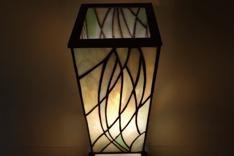 ミニ行燈薄緑【インテリア 電気 照明 ランプ あんどん オパールセントガラス ステンドグラス LED 水戸市 茨城県】(AT-41)