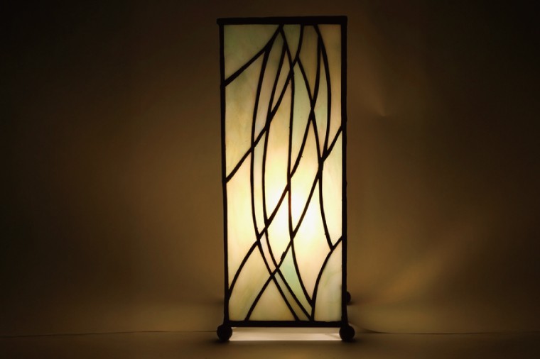 ミニ行燈薄緑【インテリア 電気 照明 ランプ あんどん オパールセントガラス ステンドグラス LED 水戸市 茨城県】(AT-41)