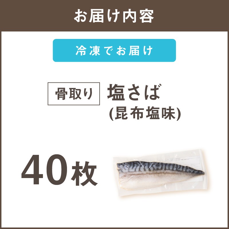 【骨取り】さば使用 塩さば(昆布塩味) 40枚入【E-096】