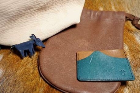 鹿丸巾着 伊豆市産 鹿革 全4色|ハンドバッグ ミニショルダー ポーチ ハンドメイド 国産