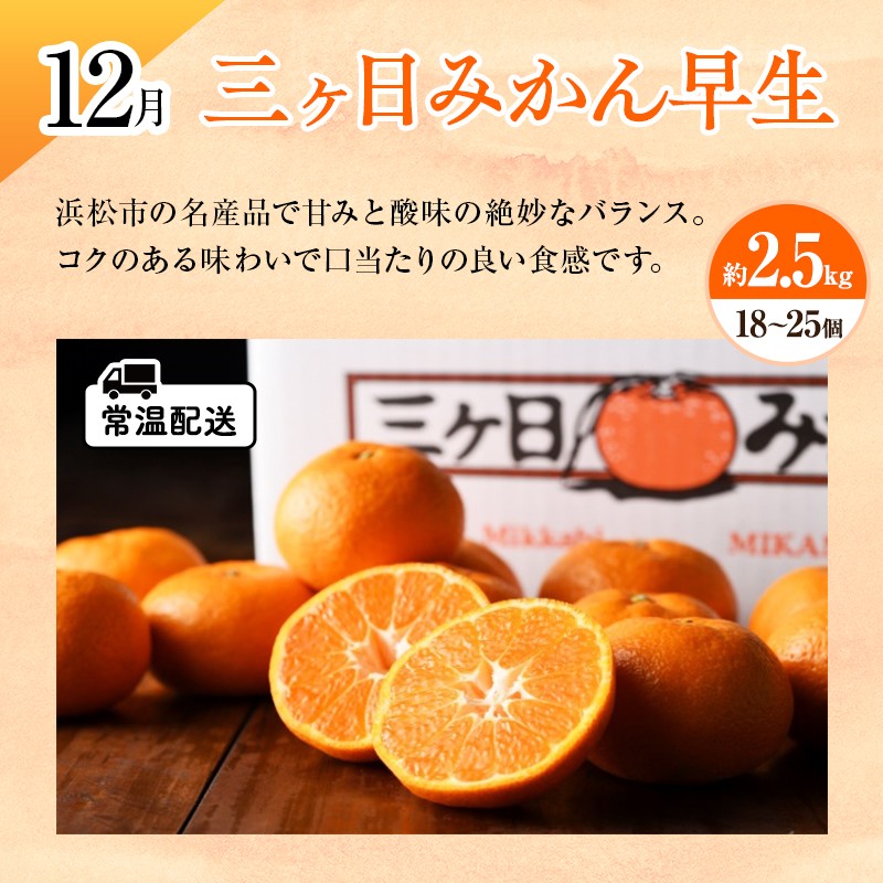 【2026年11月上旬より発送】浜松市のフルーツ定期便 3回（11月～1月）次郎柿・三ヶ日みかん早生・紅ほっぺ【配送不可：離島】 [№5786-5791]