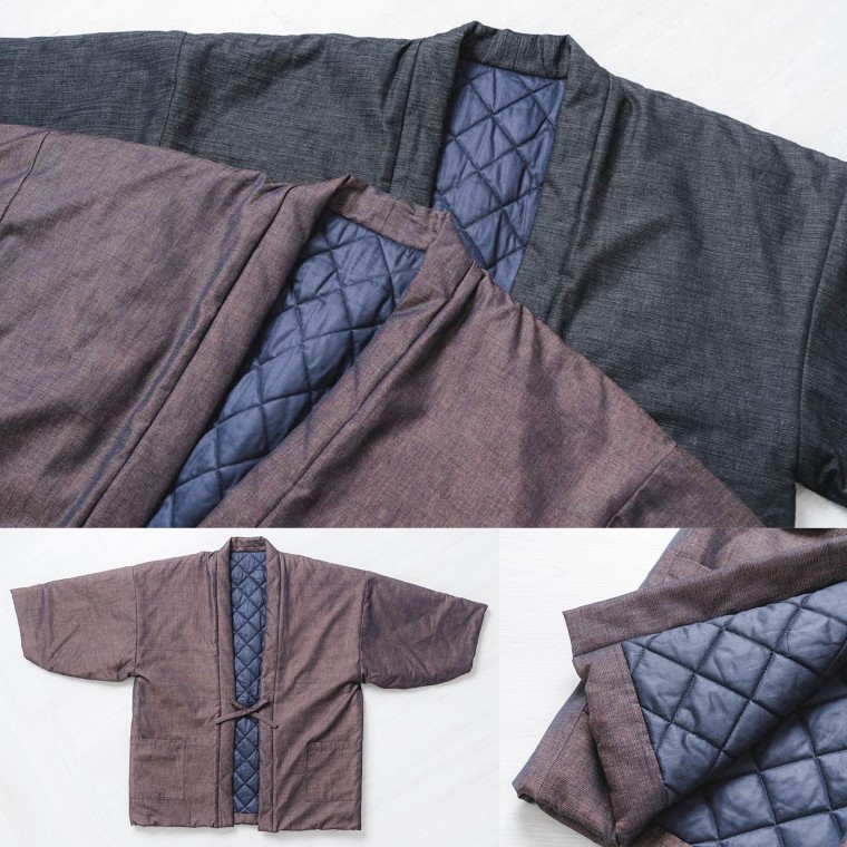 【G0675】三河木綿 半纏:配送情報備考 M / ブラック