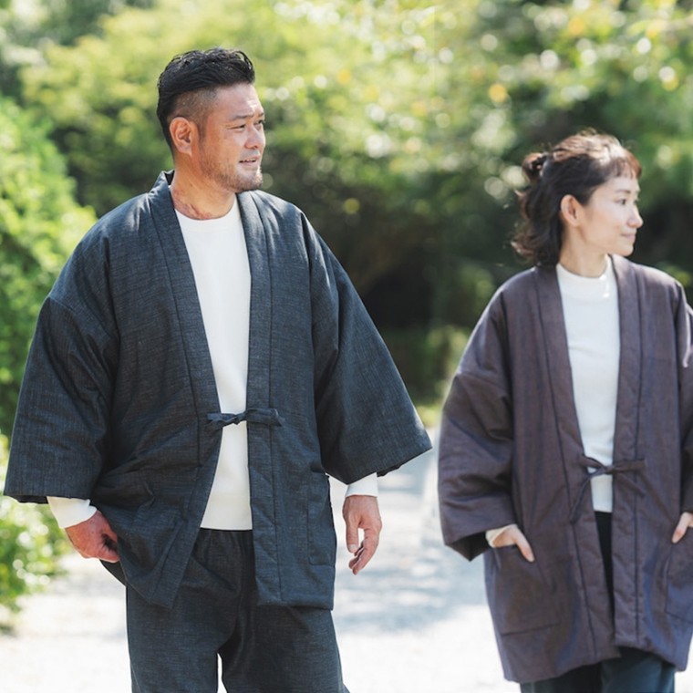 【G0675】三河木綿 半纏:配送情報備考 M / ブラック