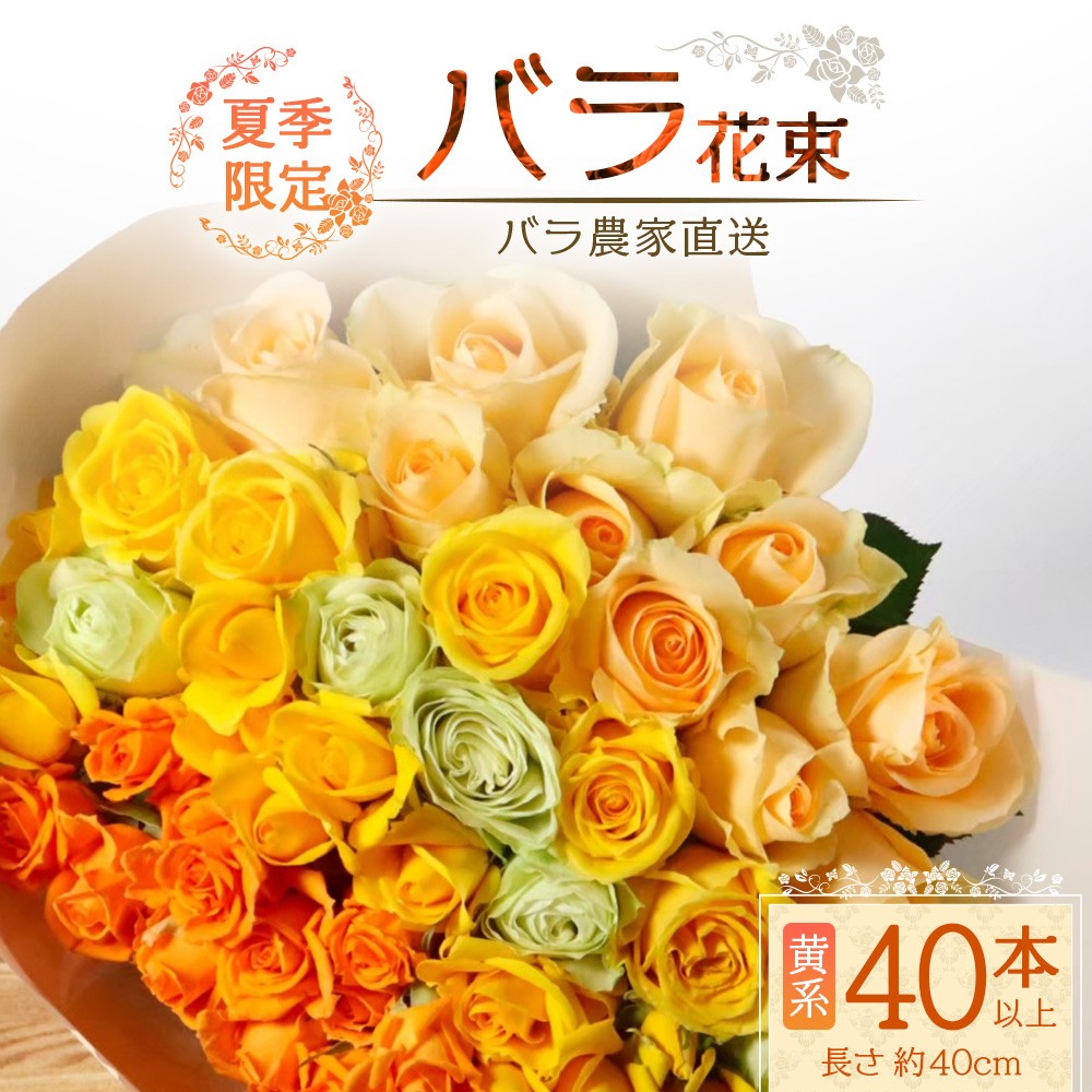 【先行予約・夏季限定 薔薇】ばら農家直送!バラ花束40本以上お届け(黄系) 【ギフト対応可】TB-7│ローズ 新鮮 花 フラワー 花束 ばら 薔薇 バラ 誕生日 記念日 結婚祝い ギフト プレゼント お祝い 贈り物 贈答 鹿児島県 南大隅町 富田バラ園