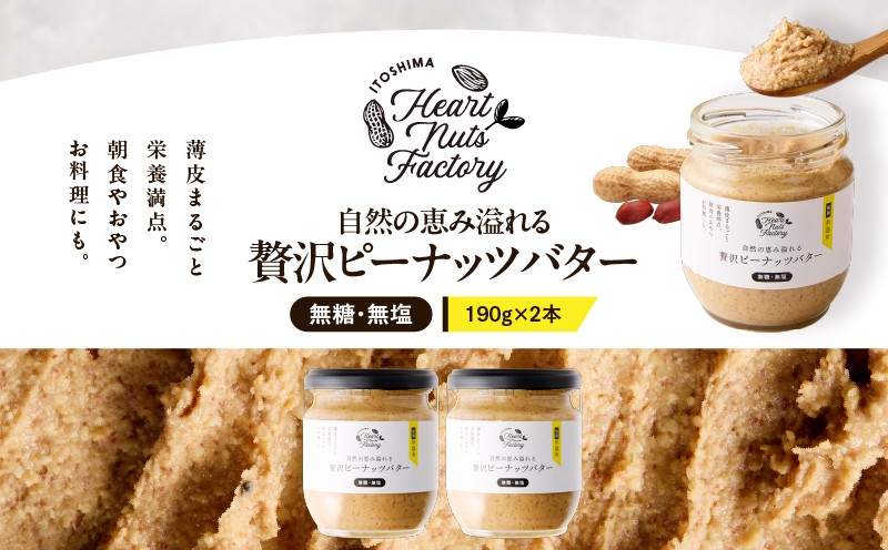 2129 【鹿屋産】自然の恵み溢れる 贅沢ピーナッツバター(無糖・無塩) 計380g(190g×2本) KN086-001-01