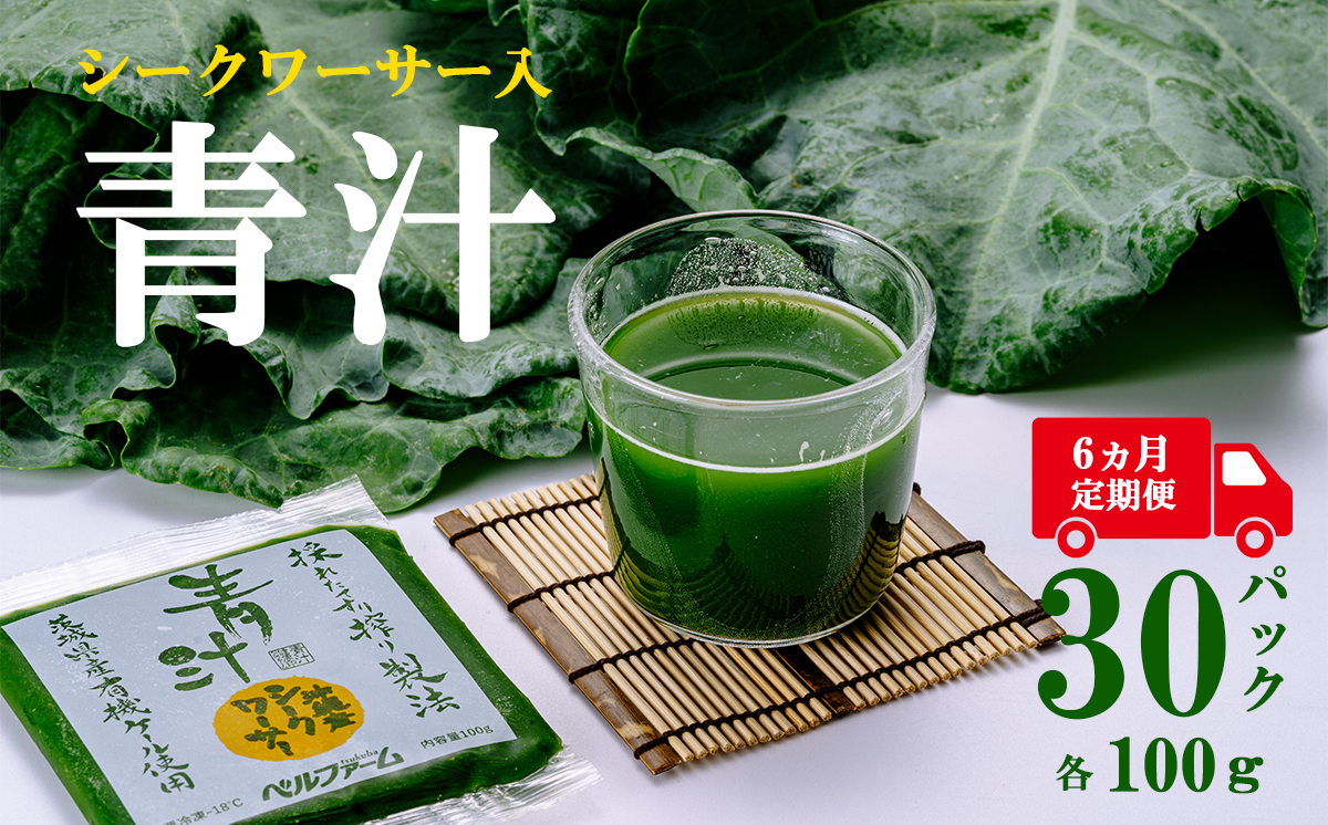 青汁シークワーサー入り 100g × 30 パック 【 6 ヵ月定期便 】＜離島・沖縄配送不可＞【 茨城県 つくば市 飲料 ドリンク あおじる 青汁 健康  無添加 有機ケール オーガニックケール 】