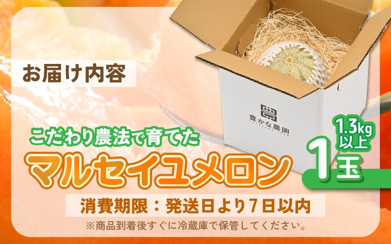 【先行予約】 安心安全！減農薬！こだわり農法で育てたマルセイユメロン 1玉  (1玉あたり：1.3kg以上) 【2026年6月中旬以降順次発送予定】 【メロン めろん 赤肉 フルーツ デザート 果物 くだもの 果実 糖度 甘い 産地直送 国産】 [A-21205]