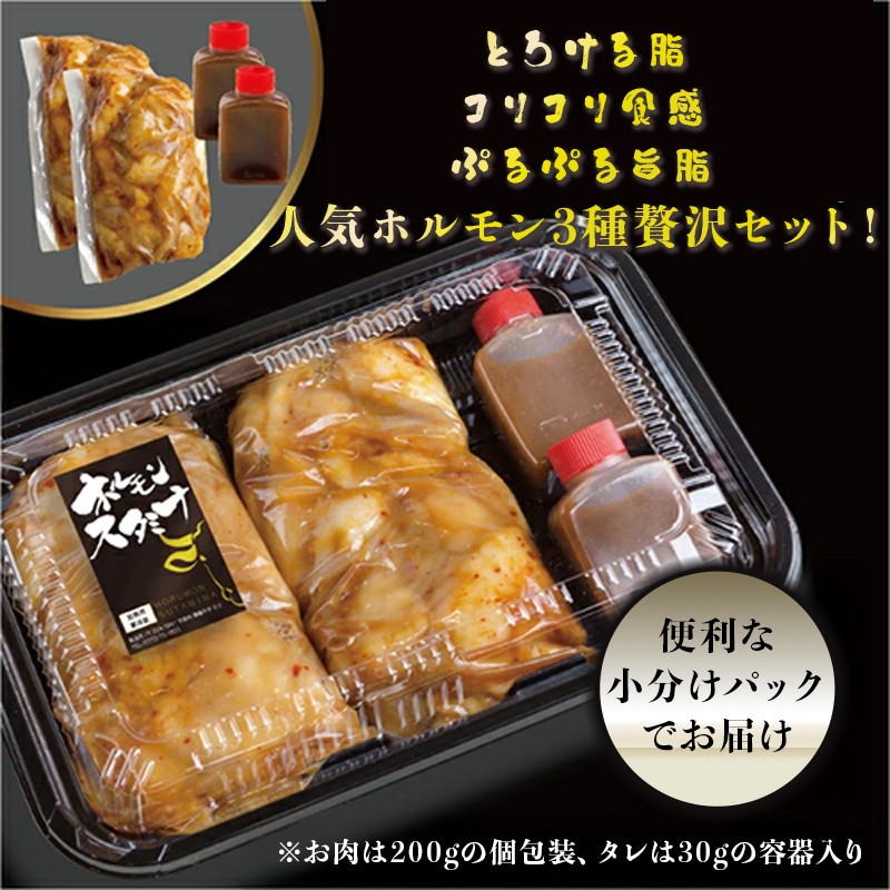 厳選国産牛 ボリューム満点 欲張りセット 小腸 / 上ミノ / テッチャン 各200g 600g 附属タレ付き | ミックス ホルモン 食べ比べ もつ鍋 冷蔵 中元 ギフト お祝い