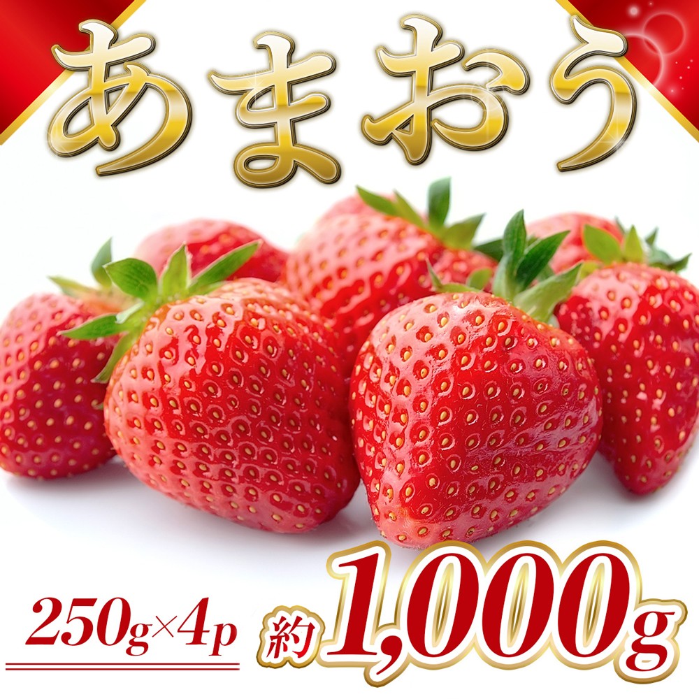 福岡県産 あまおう 約1000g前後(約250g×4)1月~3月発送  3KC1