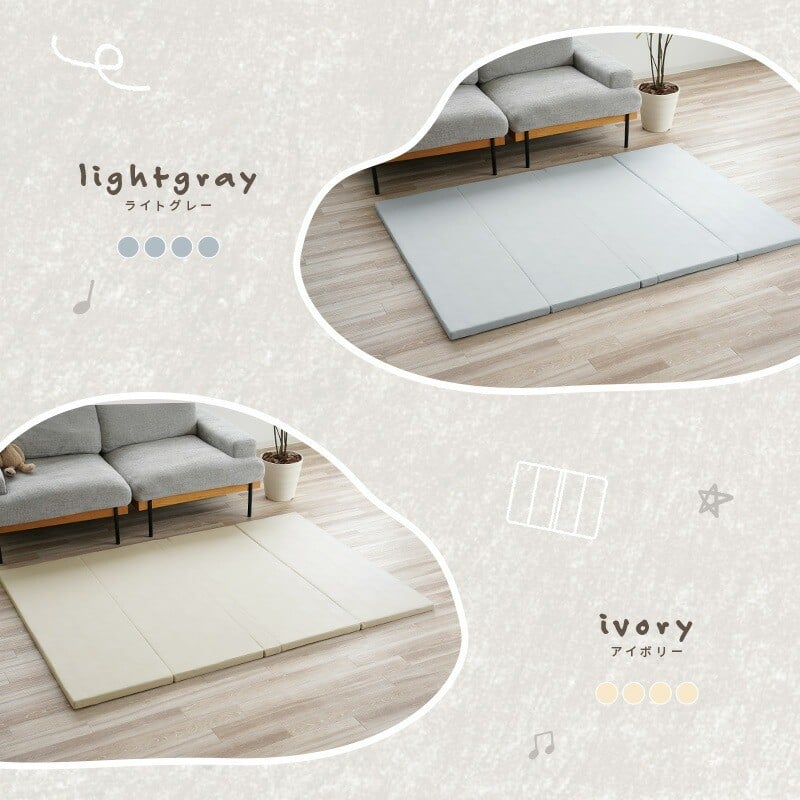プレイマット【L・ライトグレー】〈ライズクリエイション @Rise〉ベビー 折りたたみ 防水 赤ちゃん 160 200 ベビーサークル対応 キッズ 防音 厚手 冬 夏 出産祝い クッションマット ベビーマット オリジナルカラー テコペコ tecopeco 奈良県 奈良市 76-007