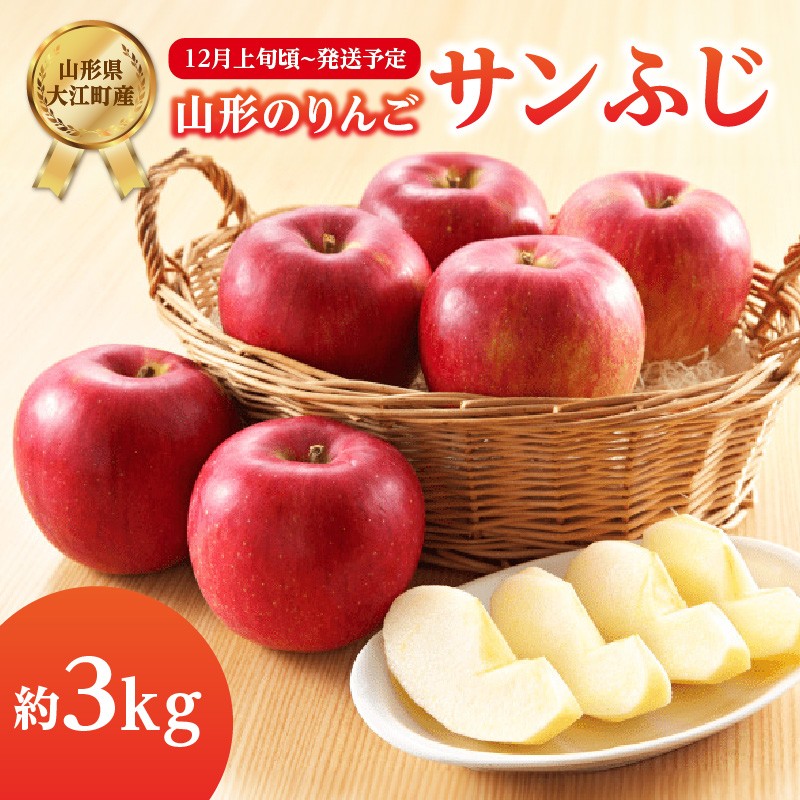 《先行受付》サンふじ約3kg 【2026年12月上旬頃~発送予定】【山形りんご・大江町産】 【001-104】