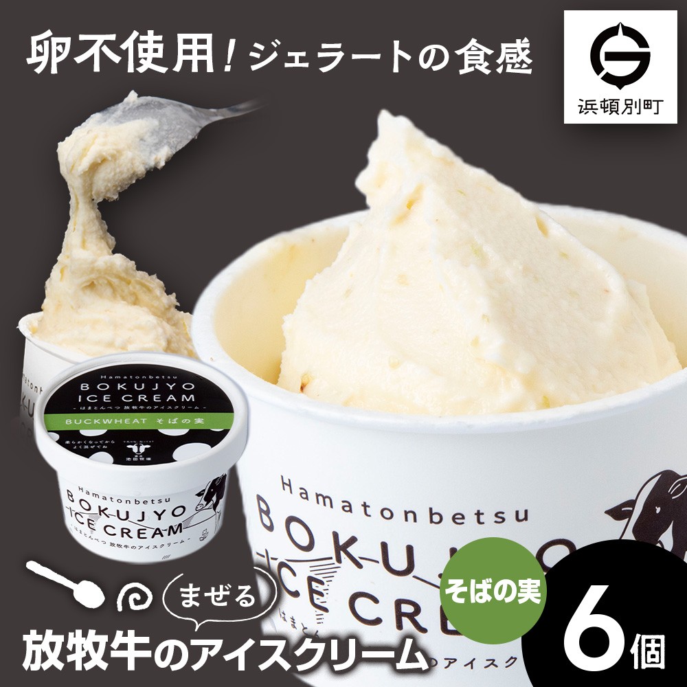 放牧牛 アイスクリーム 6個(そばの実) 【池田牧場】
