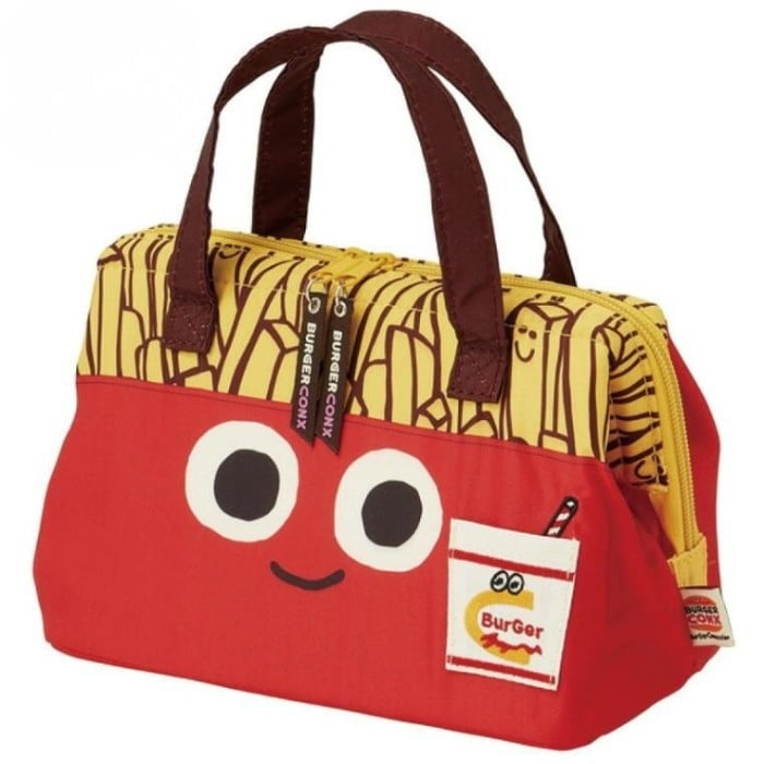 がま口型ランチバッグ バーガーコンクス(ポテト)< skater>KGA1_4973307528712 ランチバッグ 保冷 保温 Wファスナー式 ポケット付き 内側アルミ蒸着仕様 バーガーコンクス BURGER CONX 男の子 女の子 奈良県 奈良市 なら 5-124
