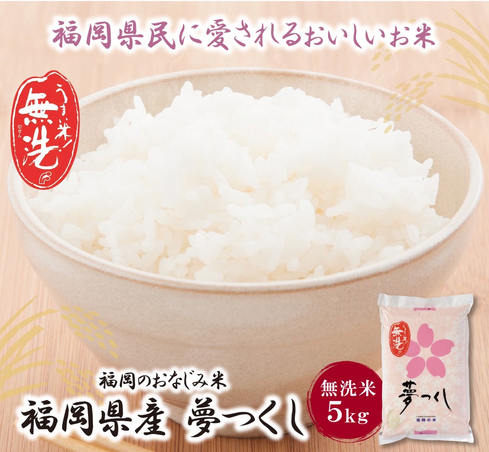 W17-13 令和7年産 福岡の人気銘柄!!無洗米 福岡県産・夢つくし5kg お米 米 こめ コメ ブランド米 白米 人気 おすすめ 無洗米 ゆめつくし 福岡県産米 食料品 福岡県  ★レビューキャンペーン開催★