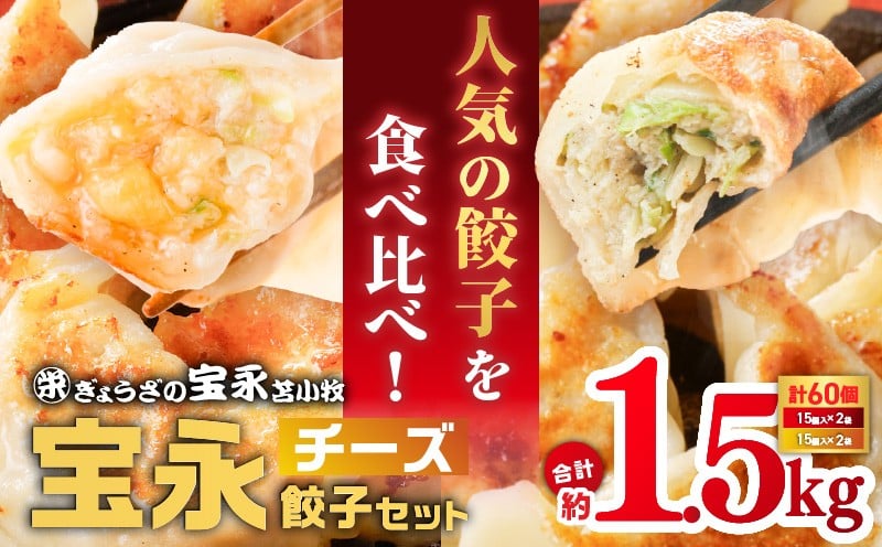 ぎょうざの宝永 チーズ餃子セット（宝永餃子 15個入×2袋＆チーズ餃子 15個入×2袋）合計1.5kg　T004-002