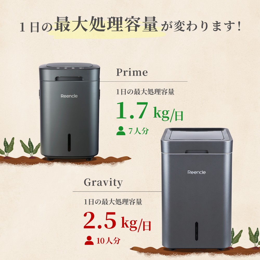 Reencle Gravity 家庭用 生ごみ処理機 ハイブリッド式 (バイオ式×乾燥式) ホワイト｜強力脱臭システム 消音設計 生ごみ処理機 生ゴミ処理機 家庭用 ハイブリッド バイオ式 乾燥式 ディスポーザー コンポスト 生ごみ減量乾燥機 乾燥 自立 小型 密閉 密閉防臭 消臭 大容量 肥料 土 自動 分解 静音 おしゃれ スリム [1206]