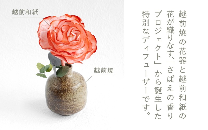 【選べるカラー】和紙の花 ディフューザー「さばえの色と香り」金糸雀（かなりあ）[C-06202c] /造花 ブリザーブドフラワー 香り 花 越前和紙 フレグランス 芳香剤 おしゃれ ギフト プレゼント 贈り物 福井県鯖江市