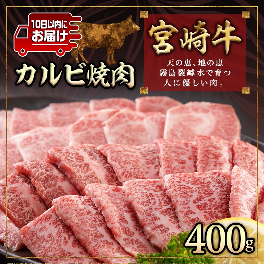 宮崎牛カルビ焼肉400g≪みやこんじょ特急便≫_MJ-I901-Q_(都城市) 宮崎県産 宮崎牛 カルビ 焼肉 真空 スキンパック 400g 贈答用