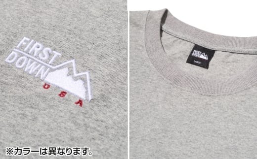 Tシャツ 半袖 FIRST DOWN USA ショートスリーブ Tシャツ XLサイズ WHITE シンプル メンズ レディース ユニセックス トップス クルーネック 丸首 綿100% コットン ヘビーウェイト 厚手 丈夫 ビッグシルエット ゆったり 大きめ 無地 ワンポイント ロゴ 刺繍 白 ホワイト カジュアル ストリート スポーツ おしゃれ おすすめ 人気 岐阜市 / 水甚 [ANHZ018]